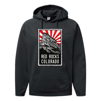 Red Rocks Amphitheater Colorado Poster Performance Fleece Hoodie