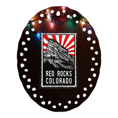 Red Rocks Amphitheater Colorado Poster Ceramic Oval Ornament