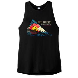 Red Rocks Amphitheater Colorado C State Flag Ladies PosiCharge Tri-Blend Wicking Tank