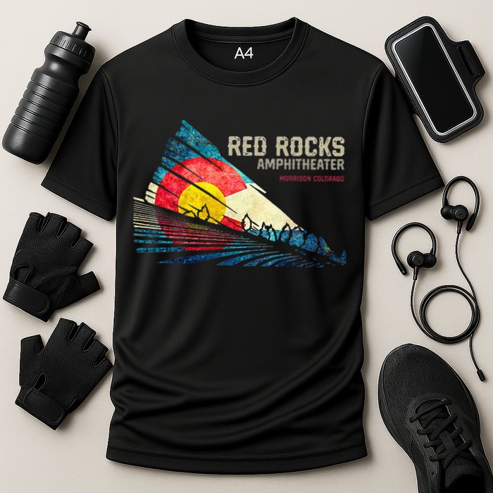 Red Rocks Amphitheater Colorado C State Flag Performance Shirt