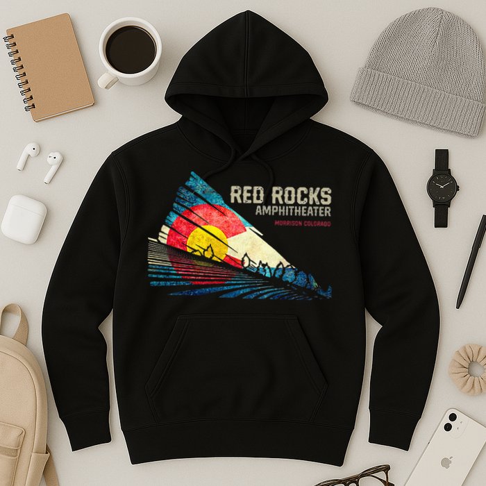 Red Rocks Amphitheater Colorado C State Flag Hoodie