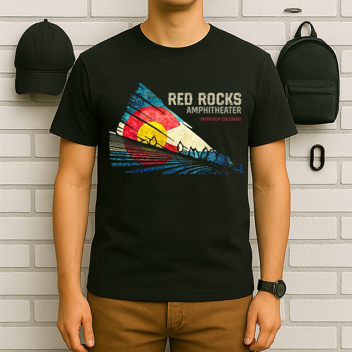 Red Rocks Amphitheater Colorado C State Flag T-Shirt