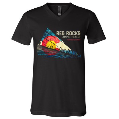 Red Rocks Amphitheater Colorado C State Flag V-Neck T-Shirt
