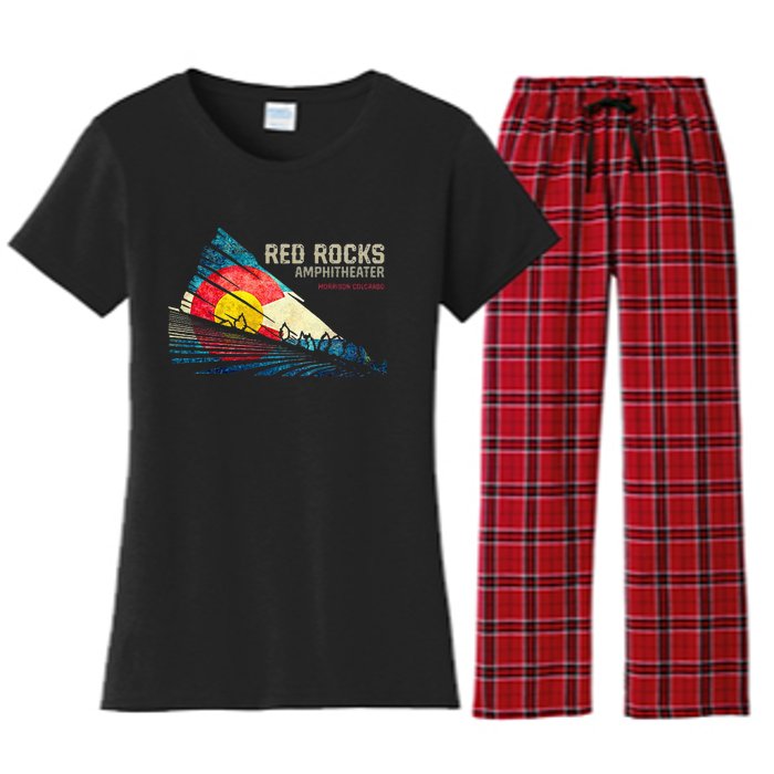 Red Rocks Amphitheater Colorado C State Flag Women's Flannel Pajama Set