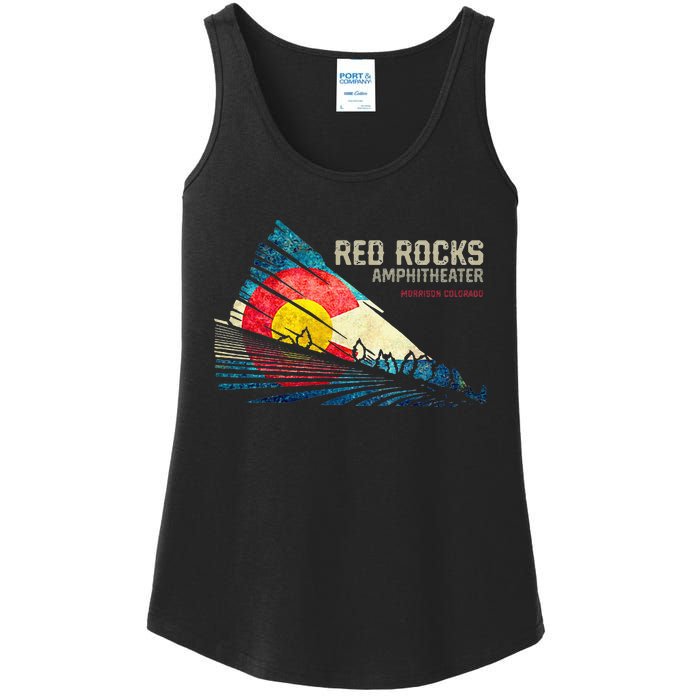 Red Rocks Amphitheater Colorado C State Flag Ladies Essential Tank