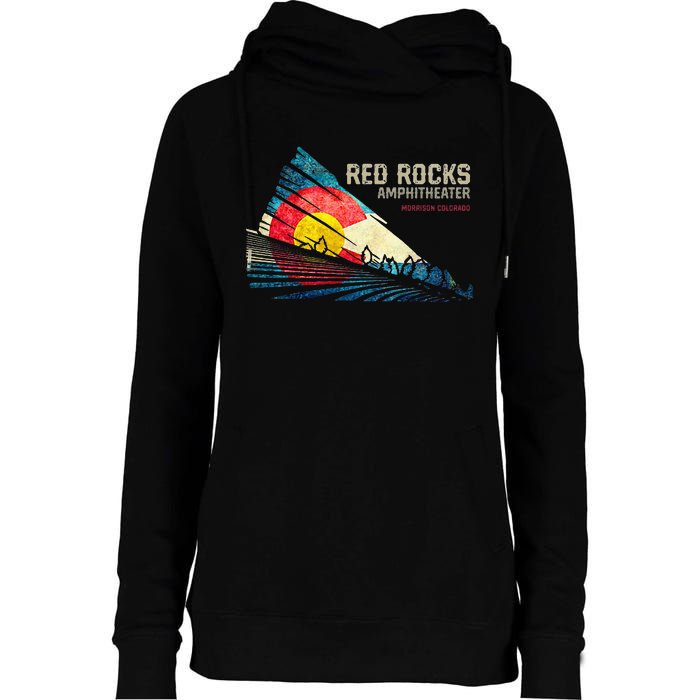 Red Rocks Amphitheater Colorado C State Flag Womens Funnel Neck Pullover Hood