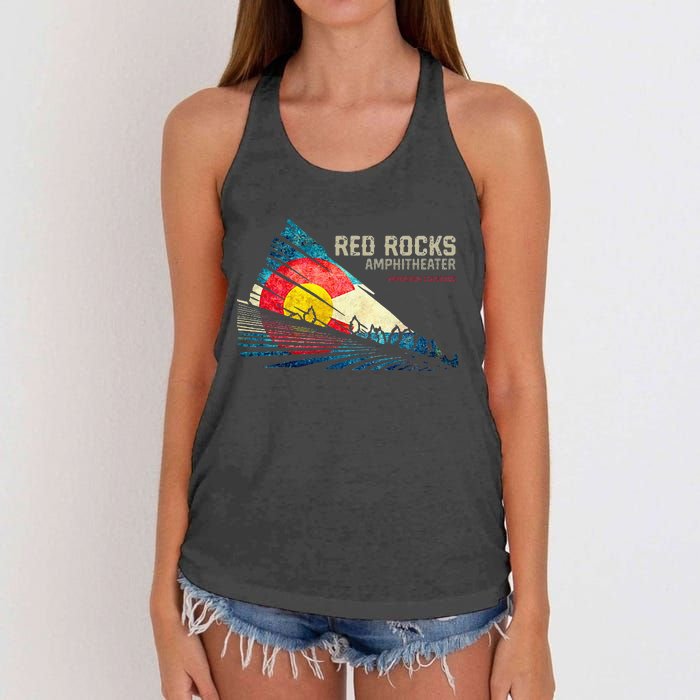 Red Rocks Amphitheater Colorado C State Flag Women's Knotted Racerback Tank