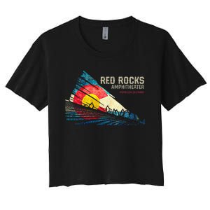 Red Rocks Amphitheater Colorado C State Flag Women's Crop Top Tee