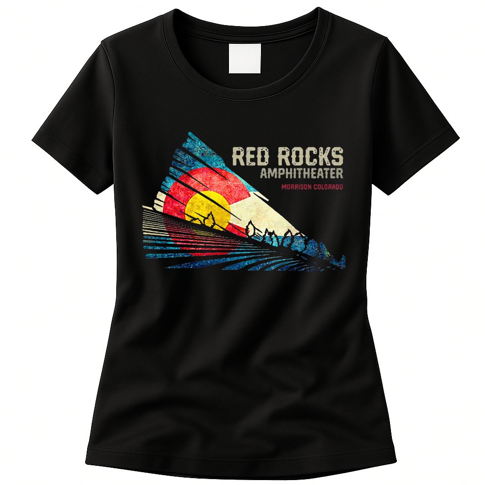Red Rocks Amphitheater Colorado C State Flag Womens T-Shirt