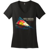 Red Rocks Amphitheater Colorado C State Flag Women's V-Neck T-Shirt