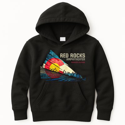 Red Rocks Amphitheater Colorado C State Flag Kids Hoodie