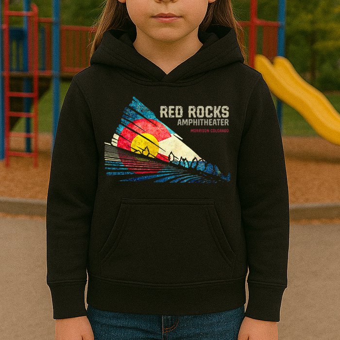 Red Rocks Amphitheater Colorado C State Flag Kids Hoodie