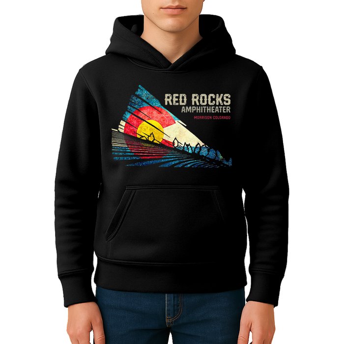 Red Rocks Amphitheater Colorado C State Flag Kids Hoodie