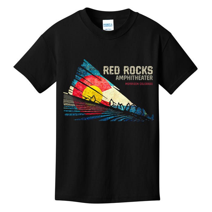 Red Rocks Amphitheater Colorado C State Flag Kids T-Shirt
