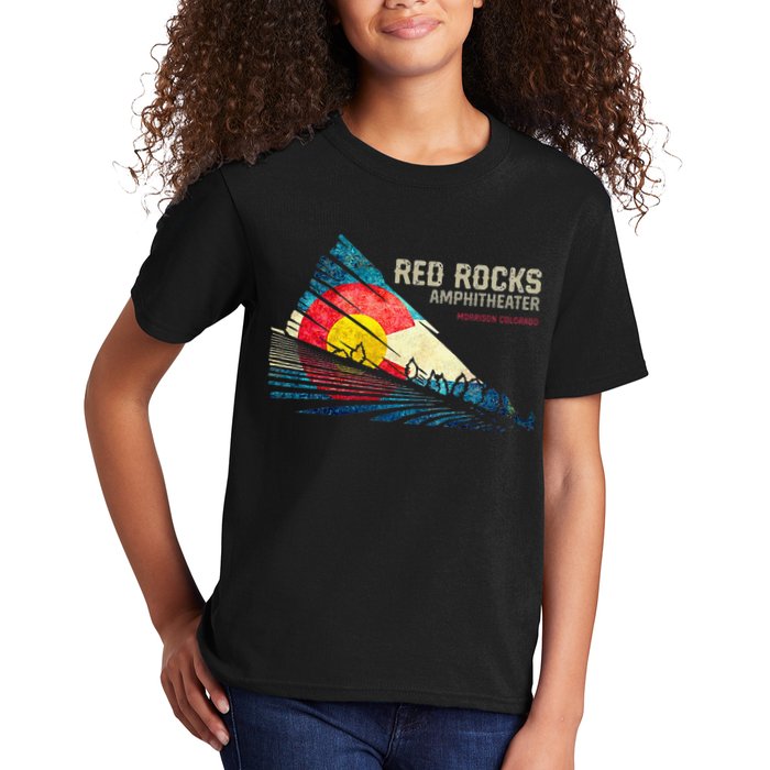 Red Rocks Amphitheater Colorado C State Flag Kids T-Shirt