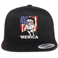Ronald Reagan America Meriited Sta Flag Funny Unsates Hoodie Flatbill Hat