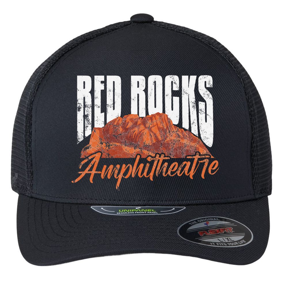 Red Rocks Amphitheatre Morrison Colorado Concerts Distressed Flexfit Unipanel Trucker Cap