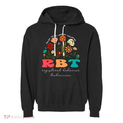 retro rbt applied behavior analysis wildflowers aba therapy gift Garment-Dyed Fleece Hoodie