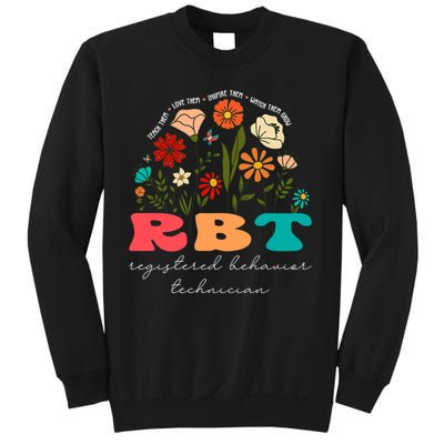 retro rbt applied behavior analysis wildflowers aba therapy gift Sweatshirt