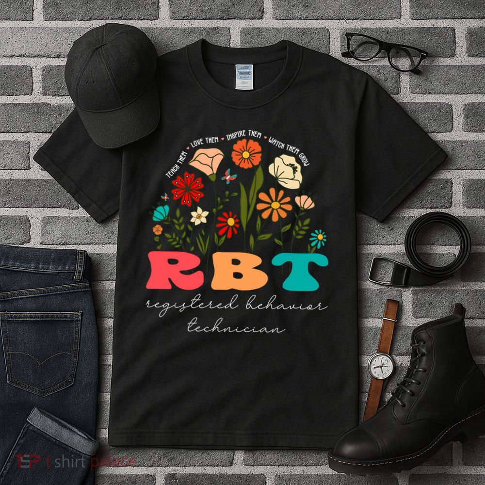 retro rbt applied behavior analysis wildflowers aba therapy gift Tall T-Shirt