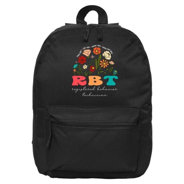 retro rbt applied behavior analysis wildflowers aba therapy gift 16 in Basic Backpack