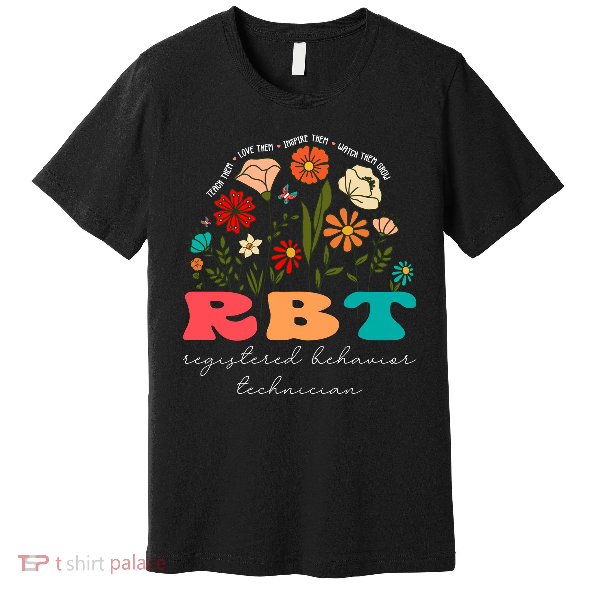 retro rbt applied behavior analysis wildflowers aba therapy gift Premium T-Shirt