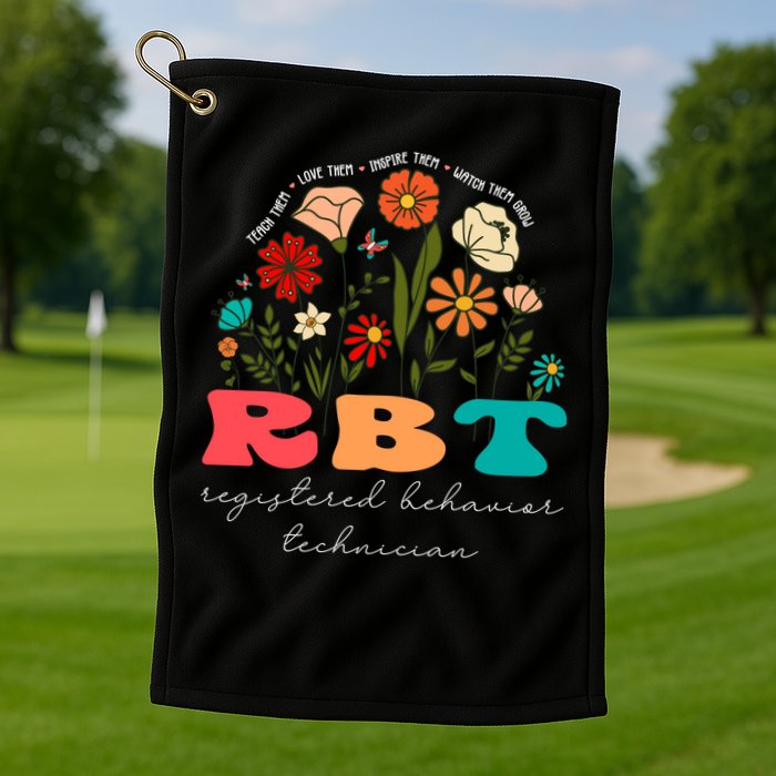retro rbt applied behavior analysis wildflowers aba therapy gift Golf Towel