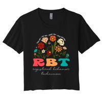 retro rbt applied behavior analysis wildflowers aba therapy gift Women's Crop Top Tee