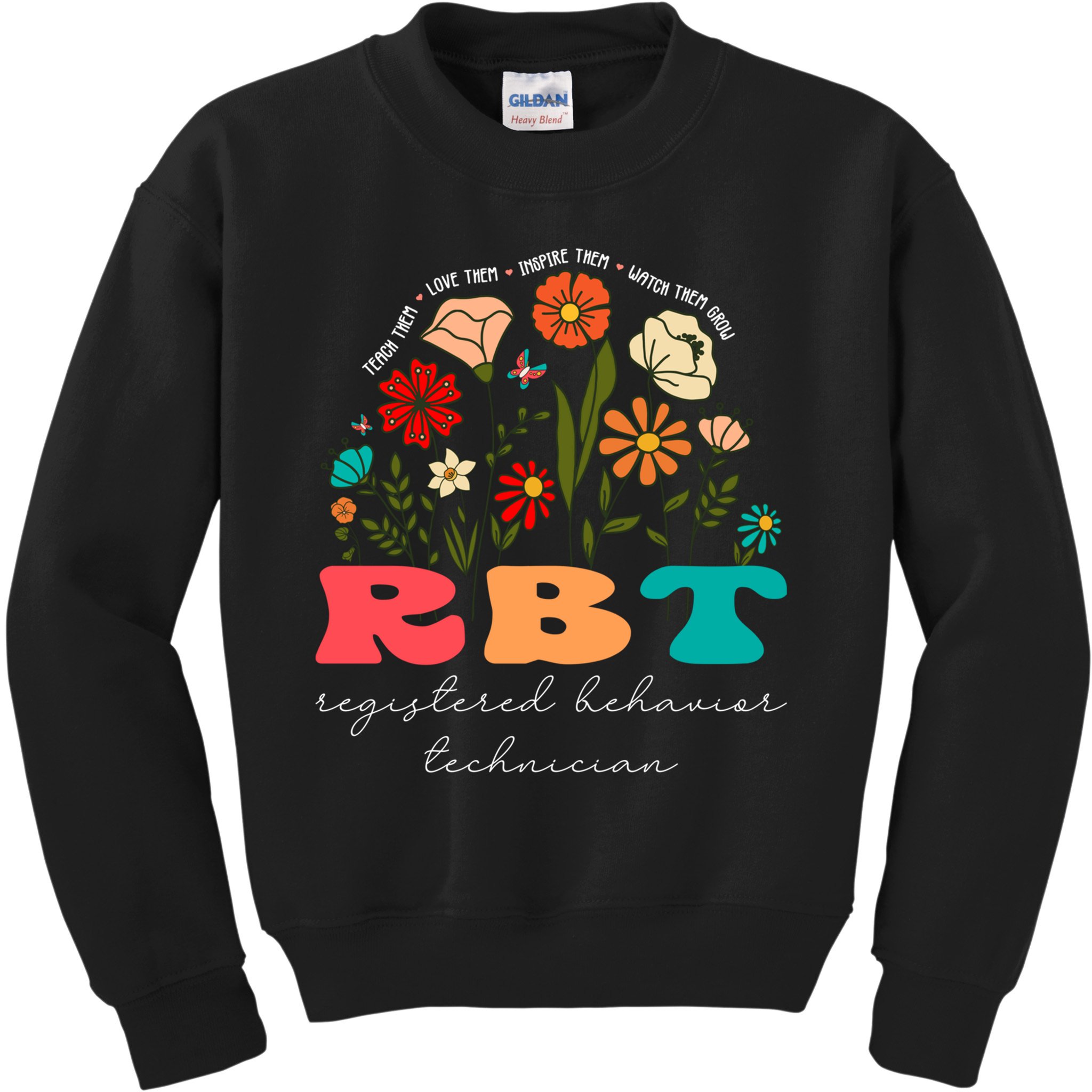 retro rbt applied behavior analysis wildflowers aba therapy gift Kids Sweatshirt