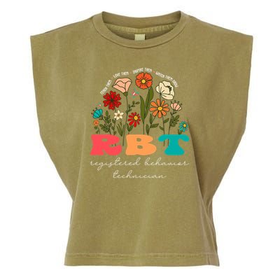 retro rbt applied behavior analysis wildflowers aba therapy gift Garment-Dyed Women's Muscle Tee