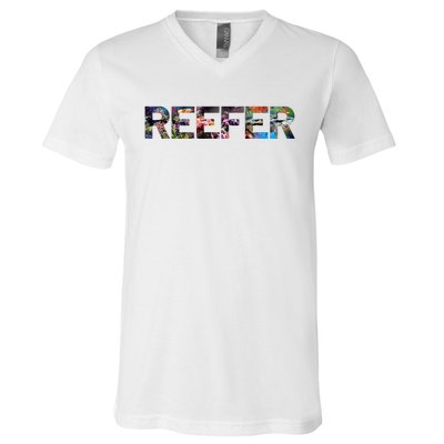 Reefer Reef Aquarium Coral Fish Tank Aquarist V-Neck T-Shirt