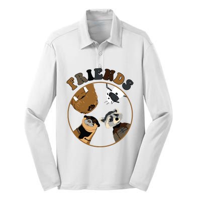 Rocket Raccoon And Friends Silk Touch Performance Long Sleeve Polo