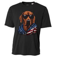 Rhodesian Ridgeback American Flag USA Tee 4th July Gifts Cooling Performance Crew T-Shirt