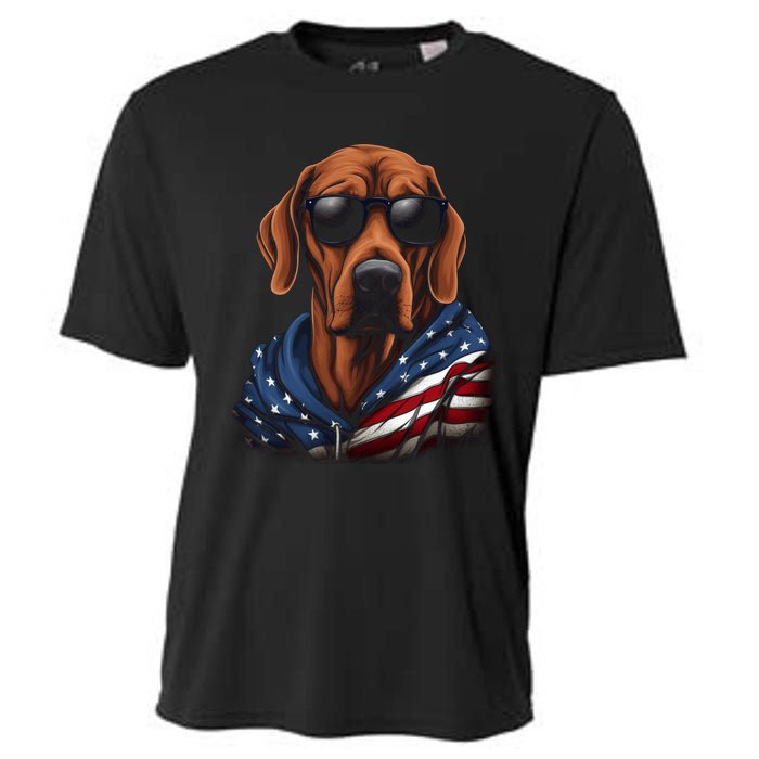 Rhodesian Ridgeback American Flag USA Tee 4th July Gifts Cooling Performance Crew T-Shirt