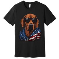 Rhodesian Ridgeback American Flag USA Tee 4th July Gifts Premium T-Shirt