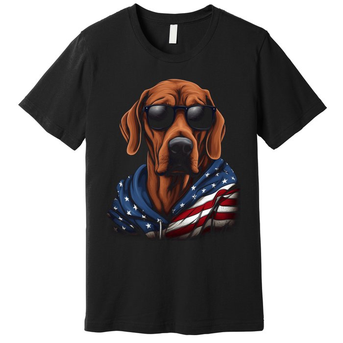 Rhodesian Ridgeback American Flag USA Tee 4th July Gifts Premium T-Shirt