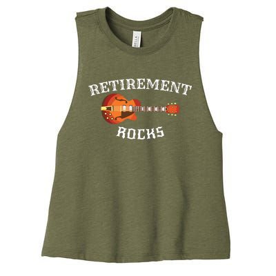 Retirement Rocks Acoustic Guitar Old Rockers Gift Women's Racerback Cropped Tank