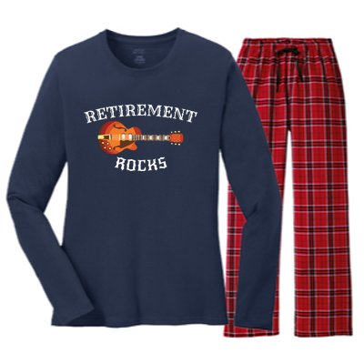 Retirement Rocks Acoustic Guitar Old Rockers Gift Women's Long Sleeve Flannel Pajama Set 