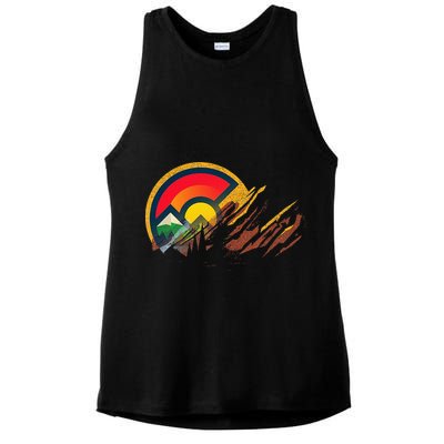 Red Rocks Amphitheater Colorado State Flag Ladies PosiCharge Tri-Blend Wicking Tank