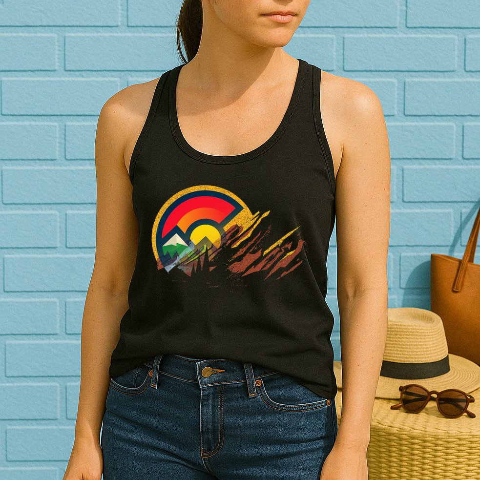 Red Rocks Amphitheater Colorado State Flag Womens Tank Top