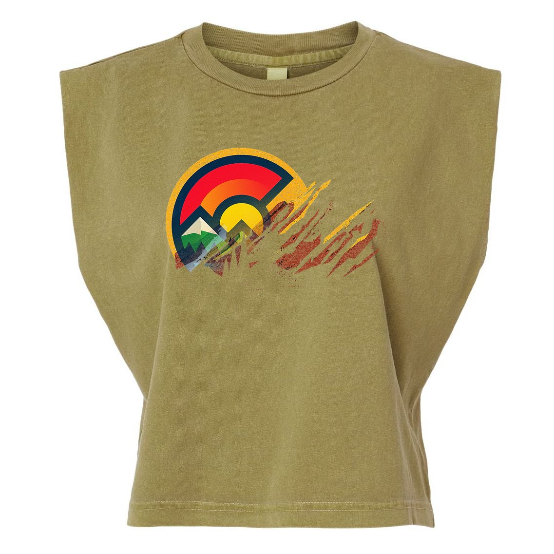 Red Rocks Amphitheater Colorado State Flag Garment-Dyed Women's Muscle Tee