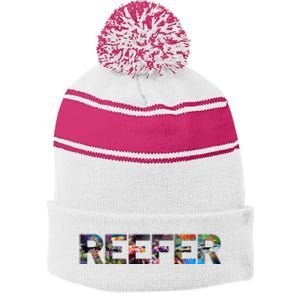 Reefer Reef Aquarium Coral Fish Tank Aquarist Stripe Pom Pom Beanie