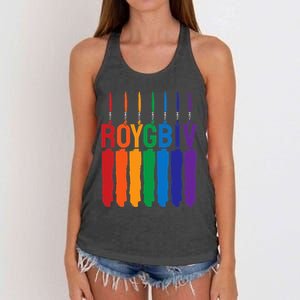 ROYGBIV Rainbow Artist Art Student Teacher Women's Knotted Racerback Tank