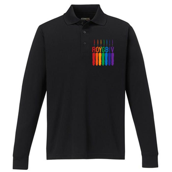 Rainbow Roygbiv Artist Costume Art Teacher Performance Long Sleeve Polo