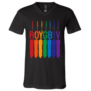 Rainbow Roygbiv Artist Costume Art Teacher V-Neck T-Shirt