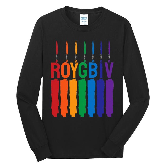 Rainbow Roygbiv Artist Costume Art Teacher Tall Long Sleeve T-Shirt