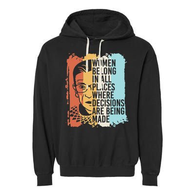 Rbg Ruth Bader Ginsburg Feminist Political Gift Garment-Dyed Fleece Hoodie