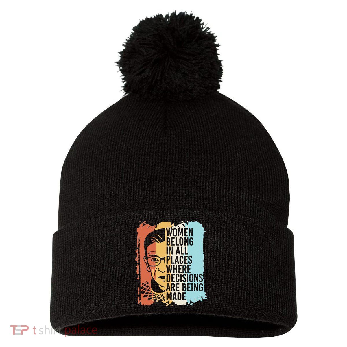 Rbg Ruth Bader Ginsburg Feminist Political Gift Pom Pom 12in Knit Beanie