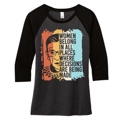 Rbg Ruth Bader Ginsburg Feminist Political Gift Women's Tri-Blend 3/4-Sleeve Raglan Shirt