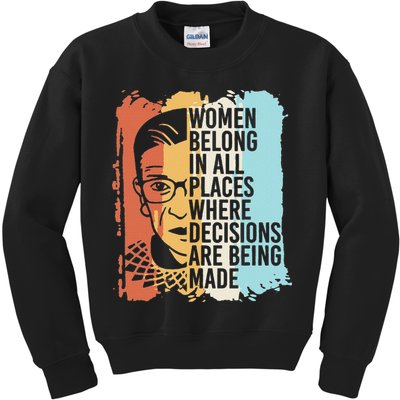 Rbg Ruth Bader Ginsburg Feminist Political Gift Kids Sweatshirt